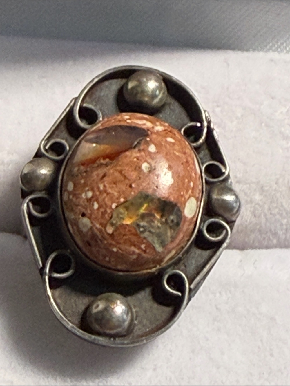 Vintage Taxco Mexican Cantera Fire Opal Ring size 6.5